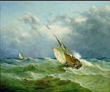 Rough Paintings - Lowestoft Trawler in Rough Weather by Unknown Artist